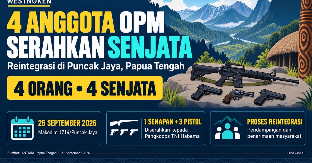 Empat Anggota OPM Serahkan Empat Senjata di Puncak Jaya