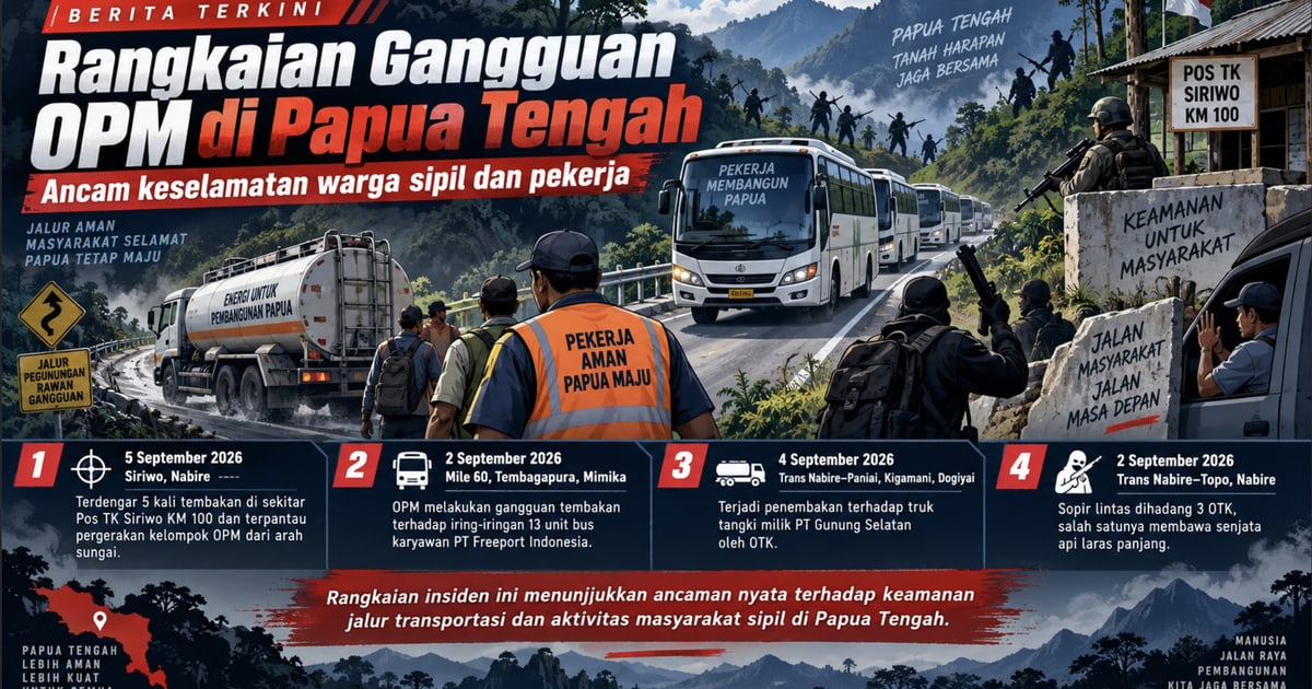 Rangkaian Gangguan Kelompok OPM di Papua Tengah Ancam Keselamatan Warga dan Pekerja