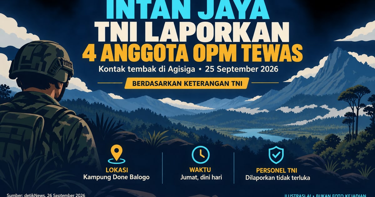 TNI Laporkan Empat Anggota OPM Tewas dalam Kontak Tembak di Intan Jaya