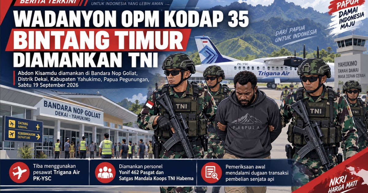Wadanyon OPM Kodap 35 Bintang Timur Diamankan TNI di Bandara Nop Goliat